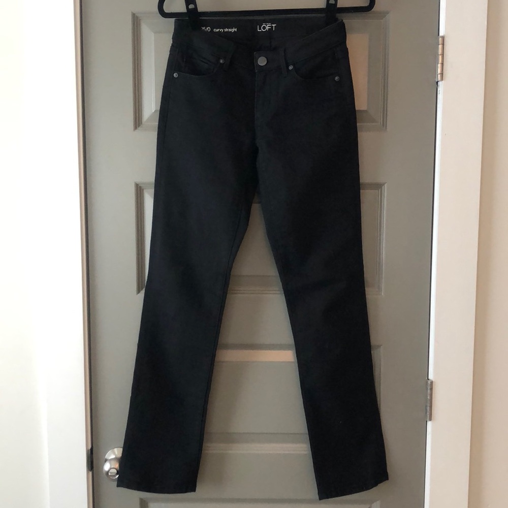 Loft Curvy straight black jeans